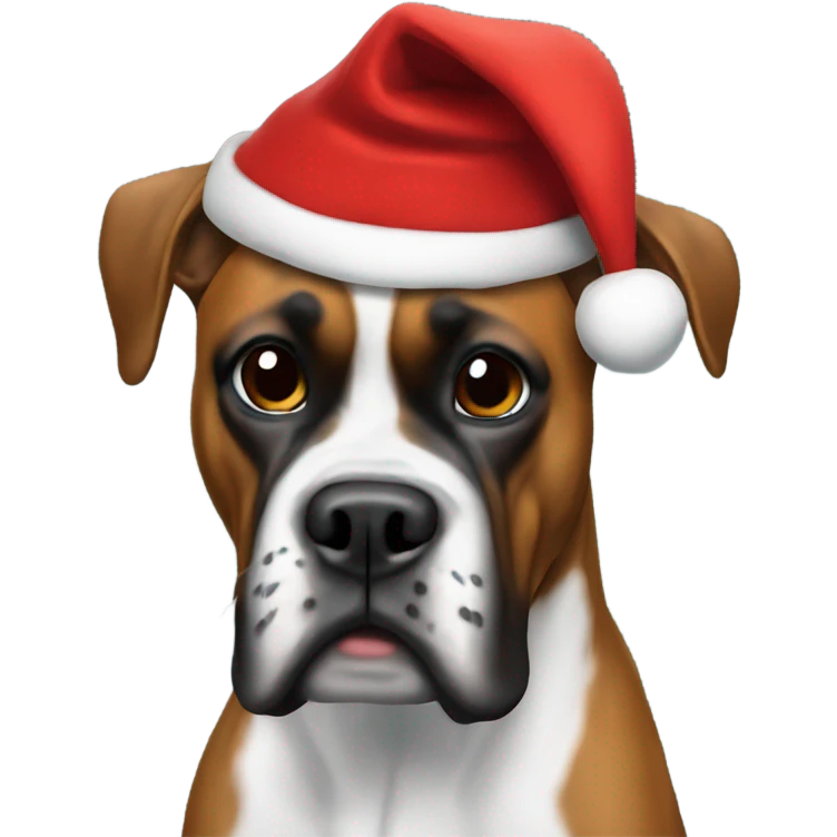 Boxer with Santa hat emoji