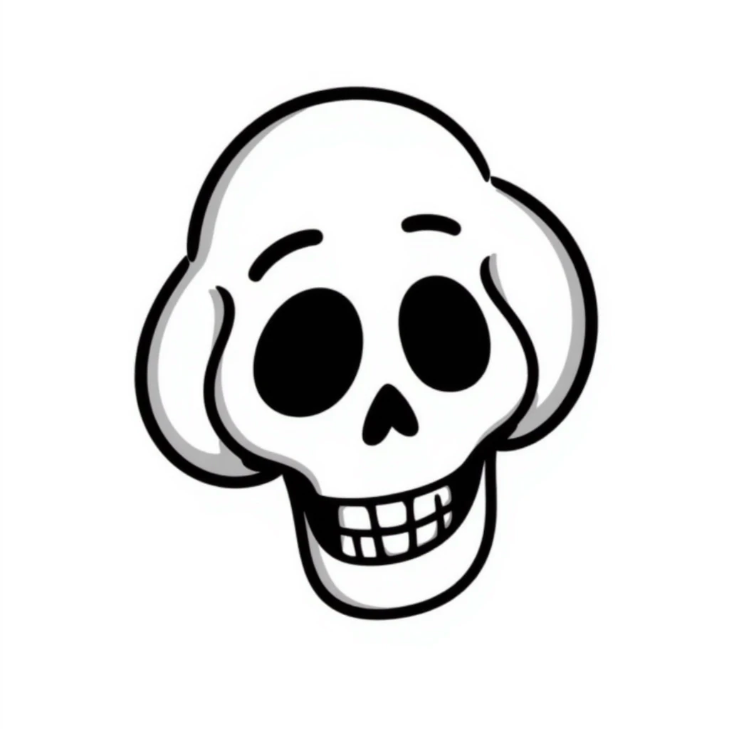 skull hand drawn doodle emoji