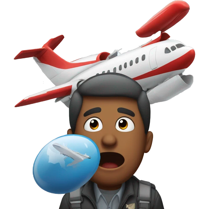 panic in front of a plane emoji