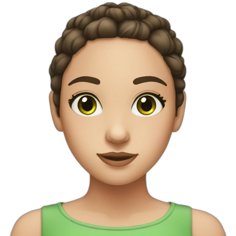 girl with green eyes, with bun and brunette hair emoji