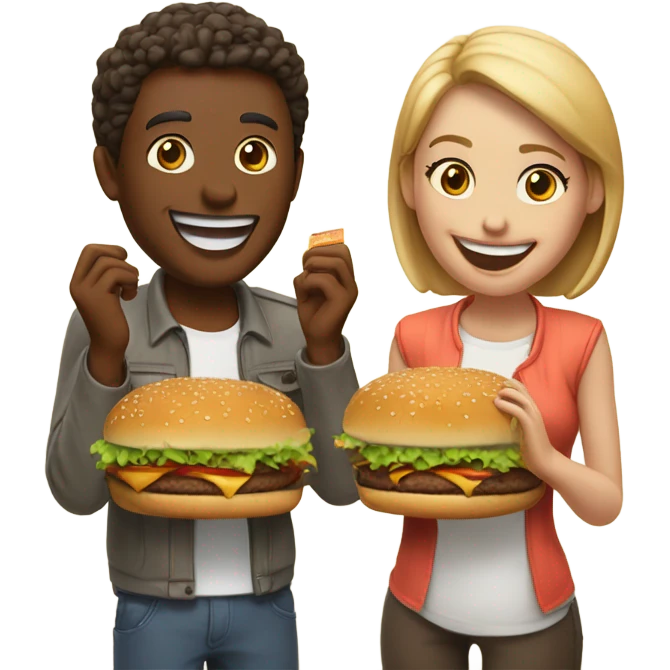 Couple eating burgers  emoji
