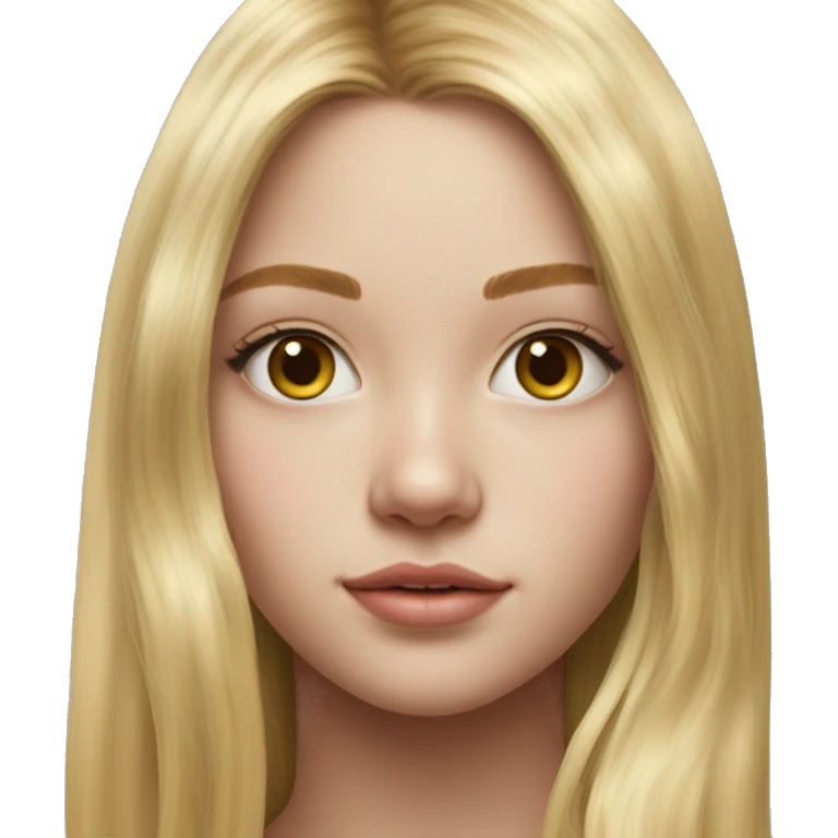 Riley Guava long blonde hair teenager, hyperreal photoreal portrait emoji