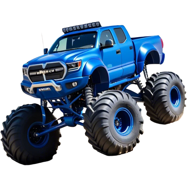 Bigfoot - Bigfoot 4x4 (Model Year: 2022) (Iconic colour: Blue) - An oversized, rugged monster truck with bold, aggressive lines painted in a striking blue. Focus on massive, rugged tires and a muscular chassis that exudes raw power and an urban legend feel. emoji