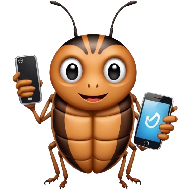 bug holding a cellphone emoji