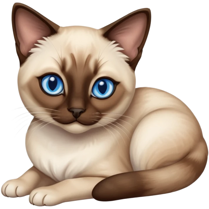 A siamese cat with blue eyes, laying down emoji