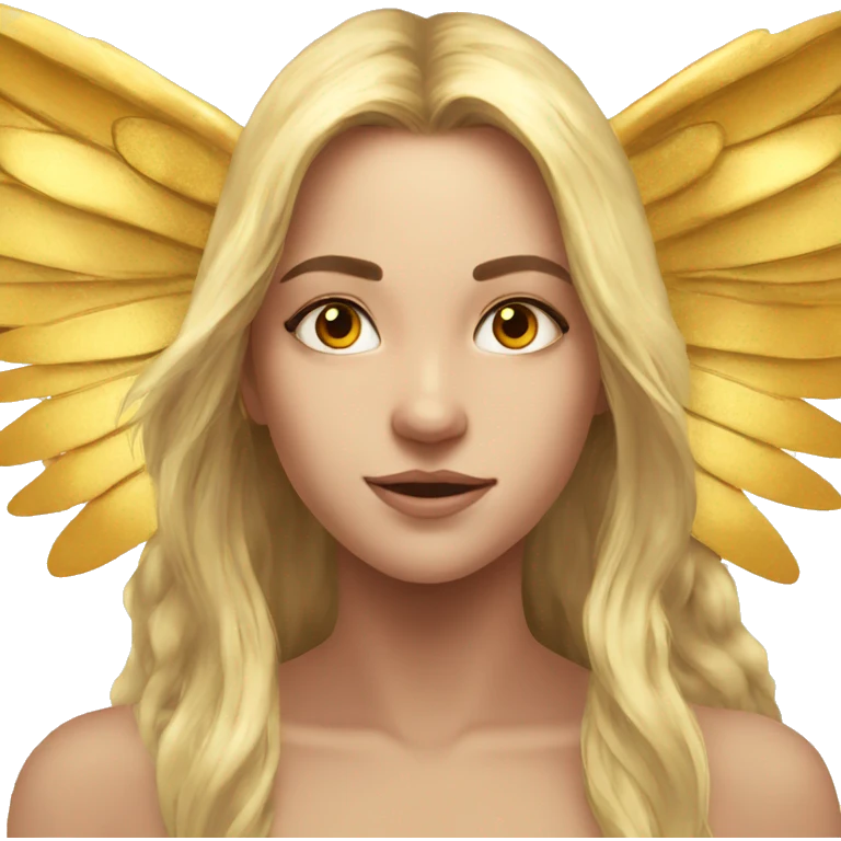 big wings, sun, gold, Beautiful, fairy, long hair emoji