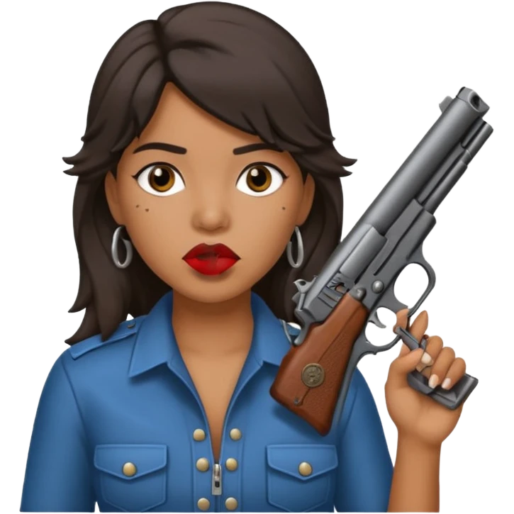 latina with mullet putting gun in her mouth emoji