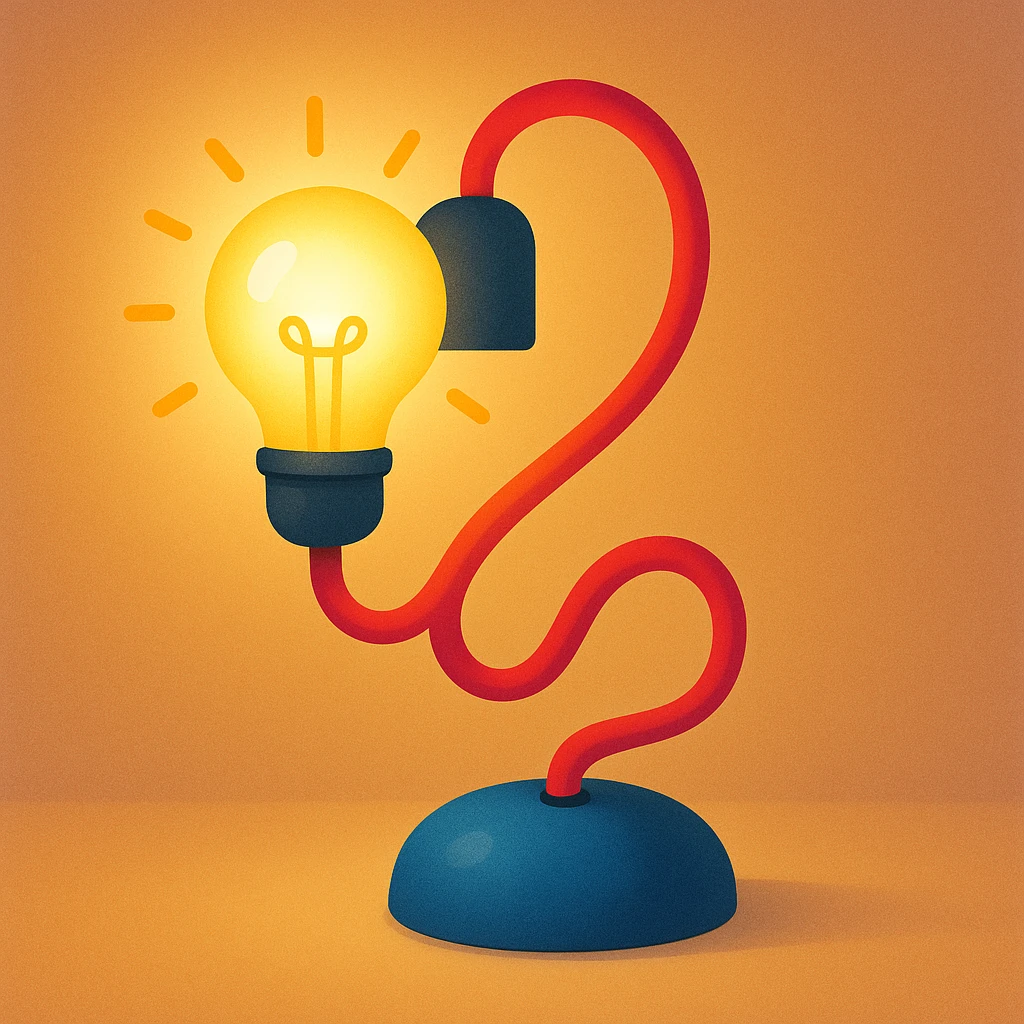 creative lamp design with glowing lightbulb, modern and playful style emoji