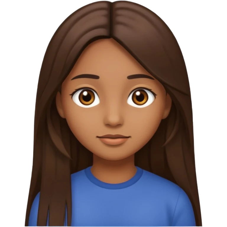 girl with straight long hair and brown eyes, brown skin emoji