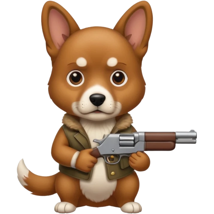 Dog shoting a gun emoji