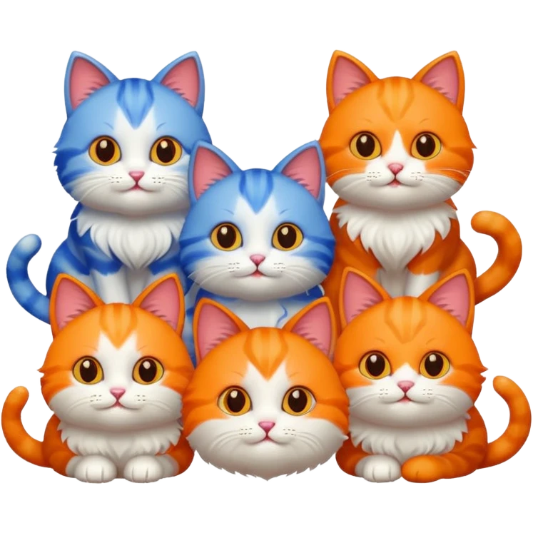 6 different colour cats only 1 orange emoji