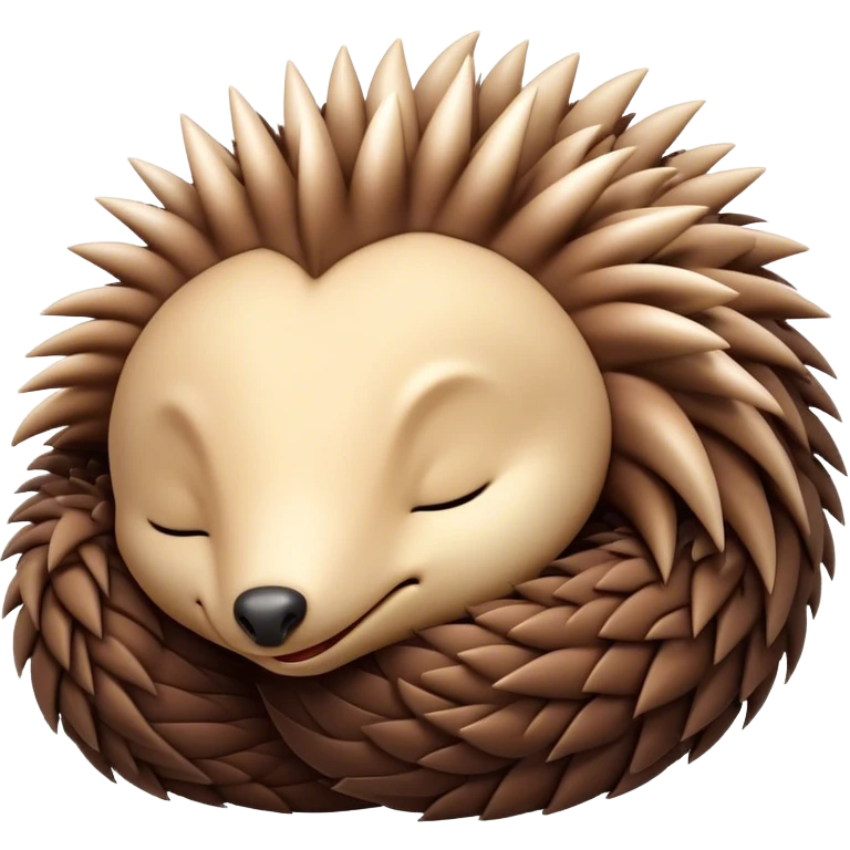 Meme-Worthy Cute Sleeping Echidna Portrait Emoji, Head resting peacefully with a contented smile, showcasing a delightfully compact build and a luxuriously soft spiky fur, eyes shut in a serene, restful nap, Simplified yet hilariously adorable features, highly detailed, glowing with a soft, drowsy light, high shine, relaxed and utterly lovable, stylized with an air of playful laziness, bright and heartwarming, soft glowing outline, capturing the essence of a comically sleepy echidna, so meme‐worthy it feels like it could instantly become the next viral sensation of adorable slumber! emoji