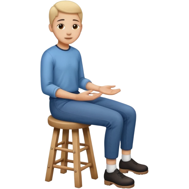a person sitting on a stool with straight back turn in straight body putting their hands on both legs. emoji