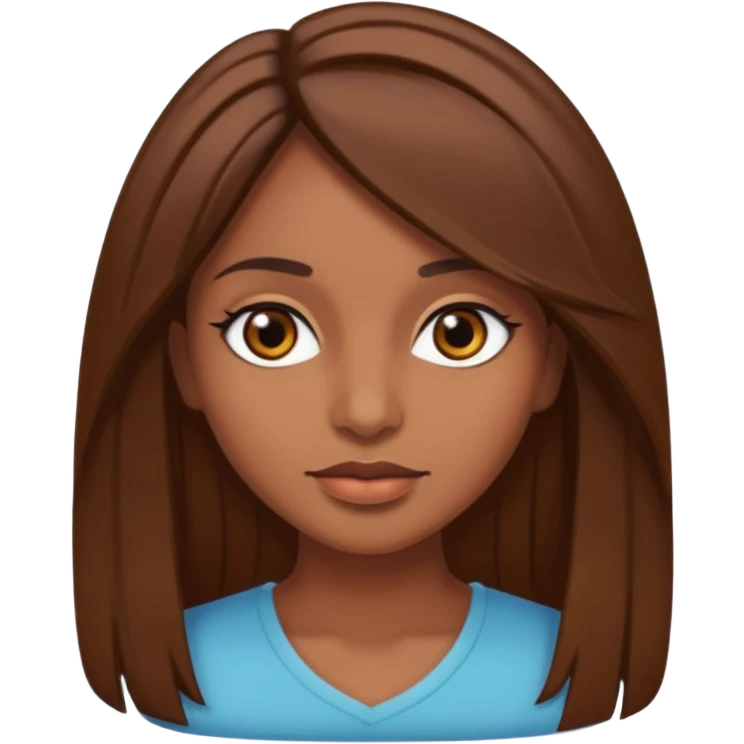 Chica morena con el pelo café medio largo en capas bonita con ojos negros  emoji