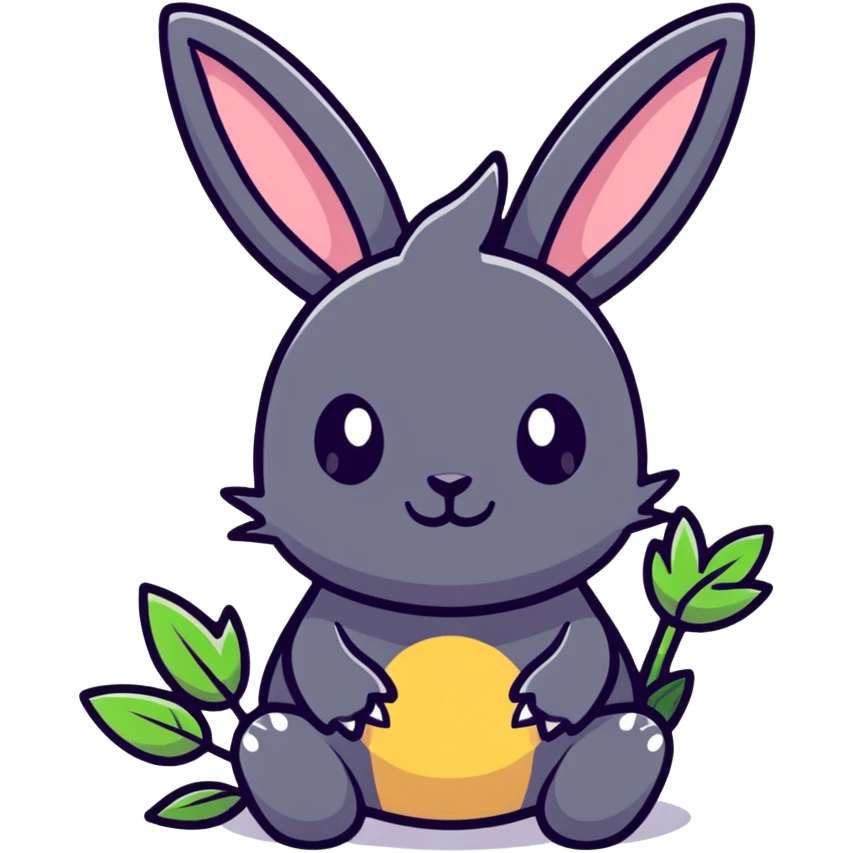 A cute dragon with bunny ears and plant-like features, with spikes on its back emoji