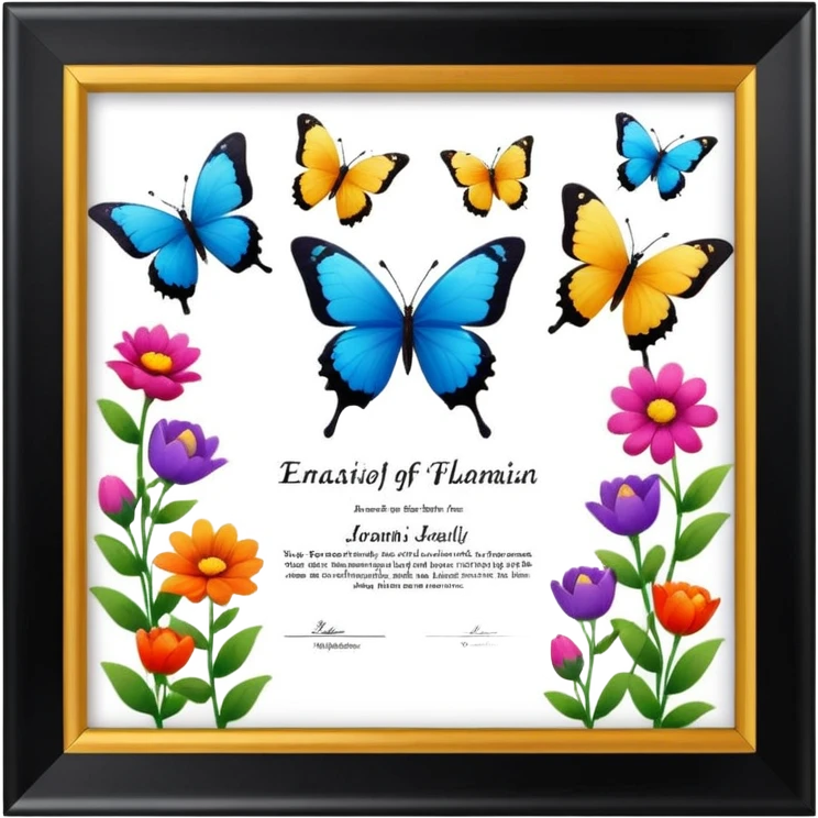flowers butterflies frame certificates for kids emoji