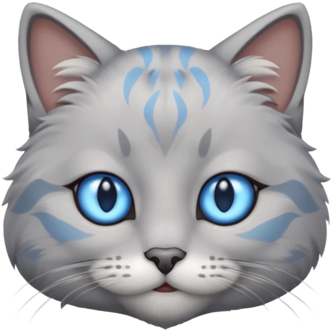 a gray cat with blue eyes on its FOREHEAD emoji