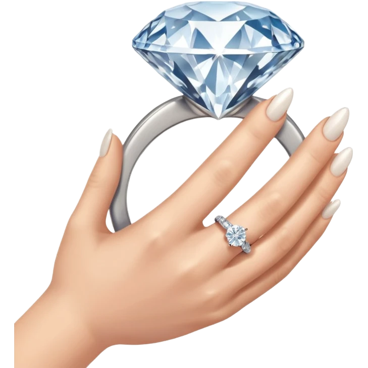 a hand holding a diamond engagement ring  emoji