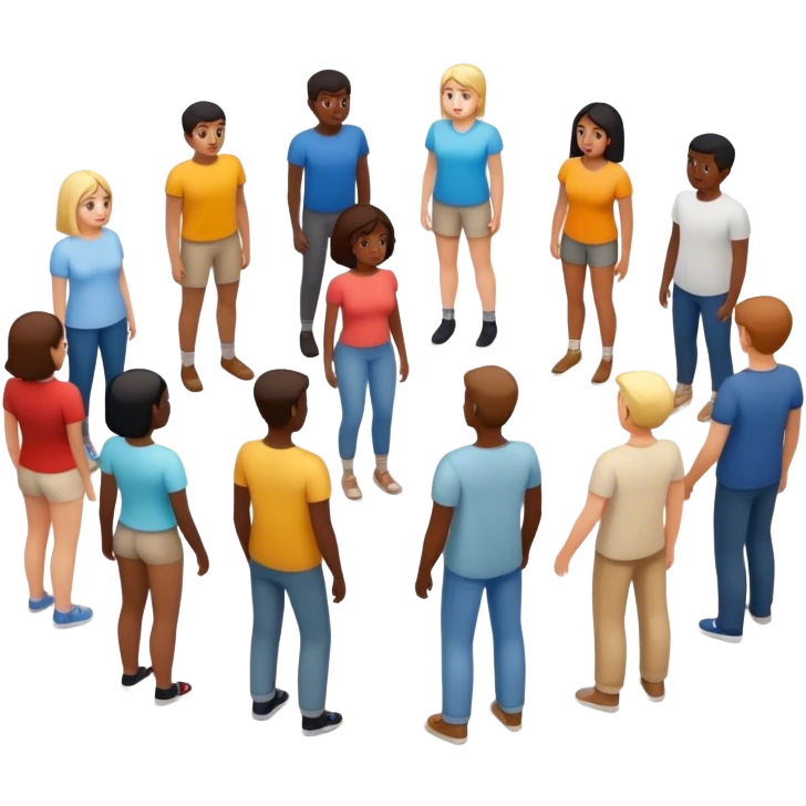 A group of people stands in a full-length circle emoji