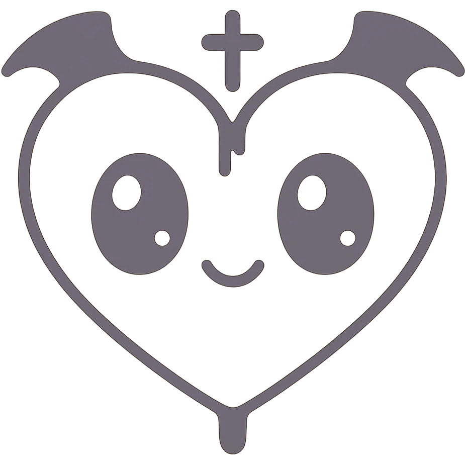 white goth heart, minimal, edgy, dark accents emoji