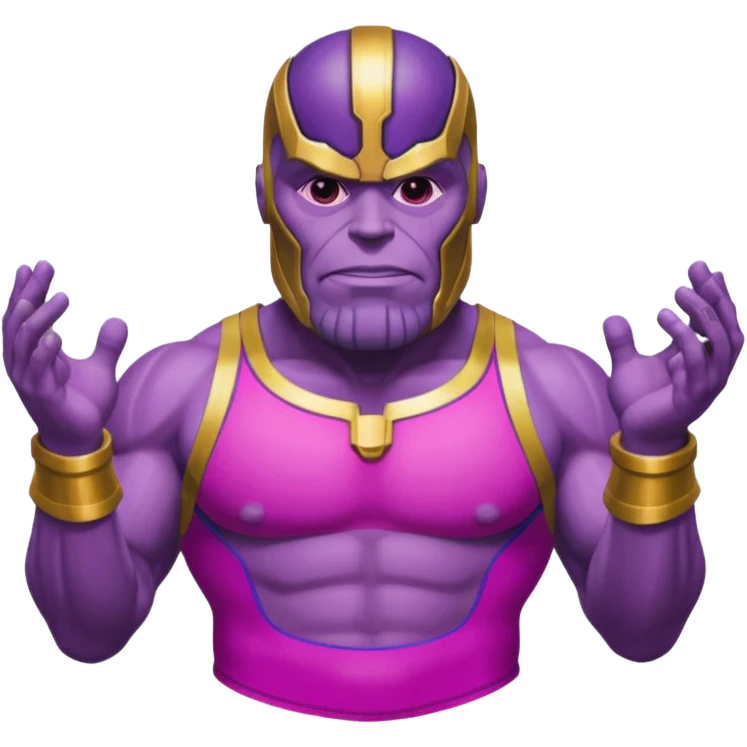 Thanos from Marvel in a bright pink swimsuit emoji