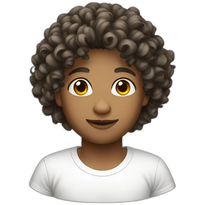curly hair with white tshirt emoji