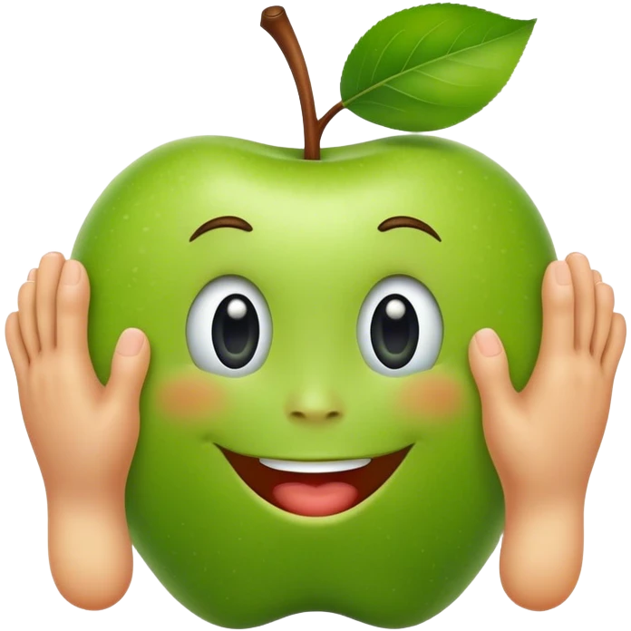 Regular apple emoji face with feet and hands emoji