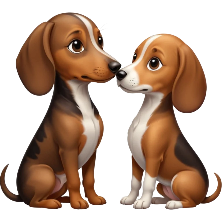 Dachshund and beagle kissing  emoji