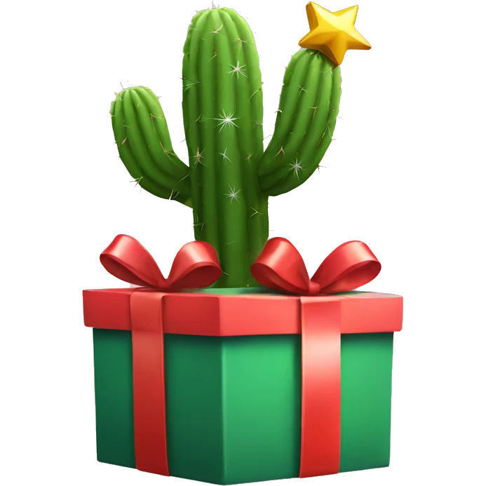 Cactus with Christmas gifts  emoji