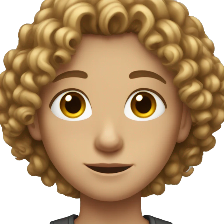 White Teen with brown blonde curly hair and brown eyes  emoji