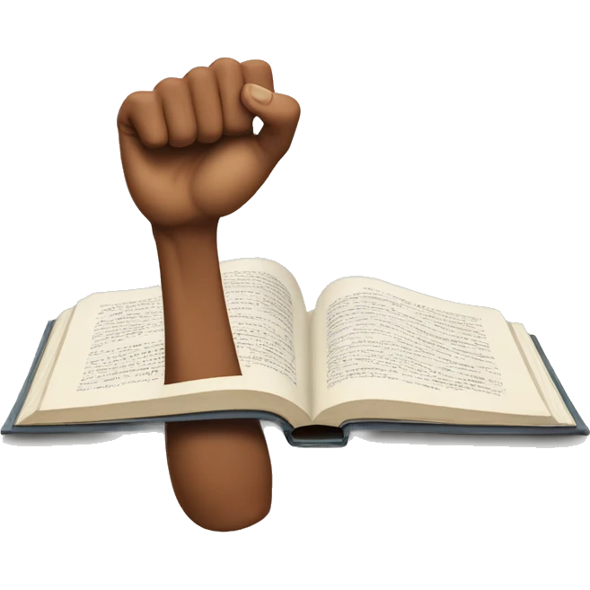 musculed flexed left hand holding open book emoji