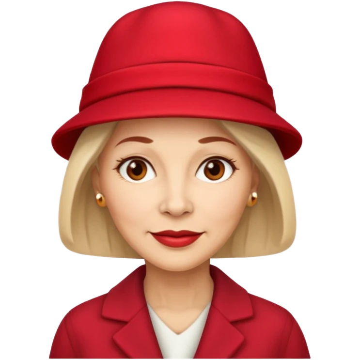 different mature woman with red hat emoji