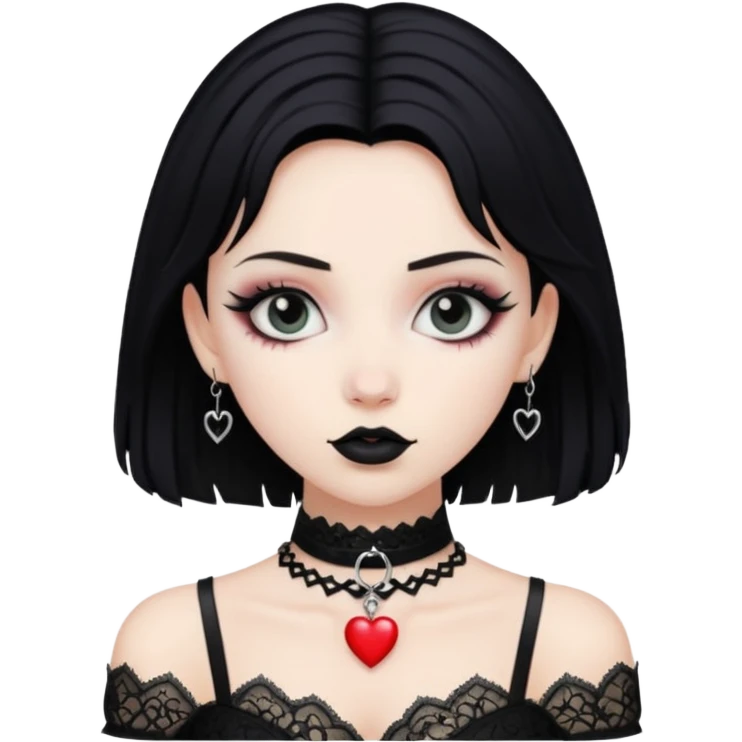 goth heart with a black lace choker emoji