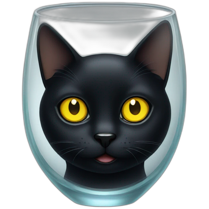 Black cat with yellow eyes in a Glass emoji