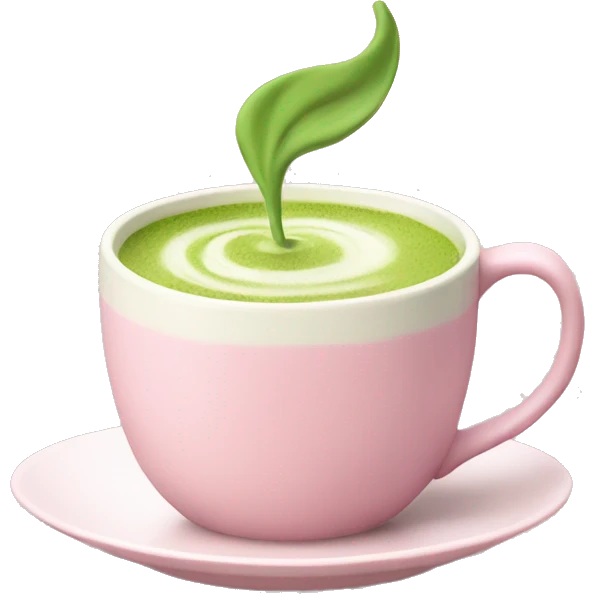 matcha latte in a light pink mug emoji