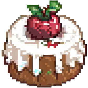 cute pudding with a cherry emoji