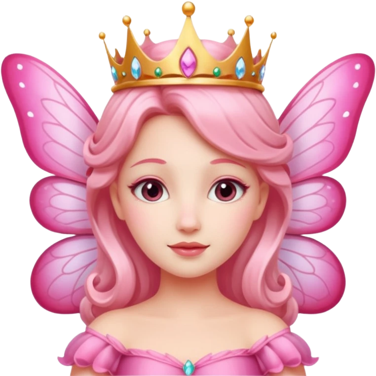A beautiful pink Queen with fairy wings emoji