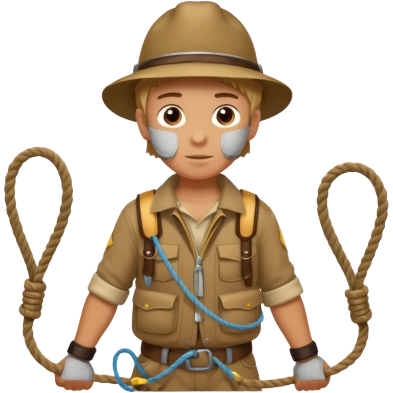 Boy with rope,Jungle Explorers. emoji