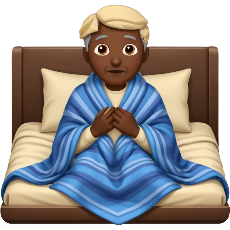 dark skin old man with tucked blanket emoji