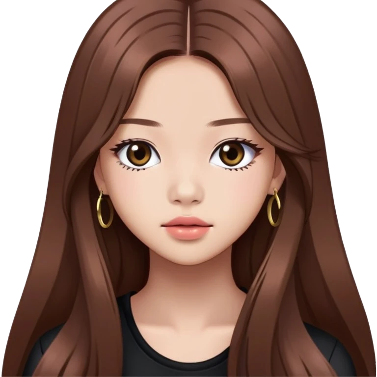 Jennie from BLACKPINK with long brown hair emoji