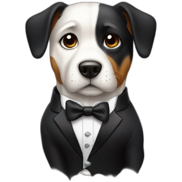 a dog dressed in a tuxedo emoji