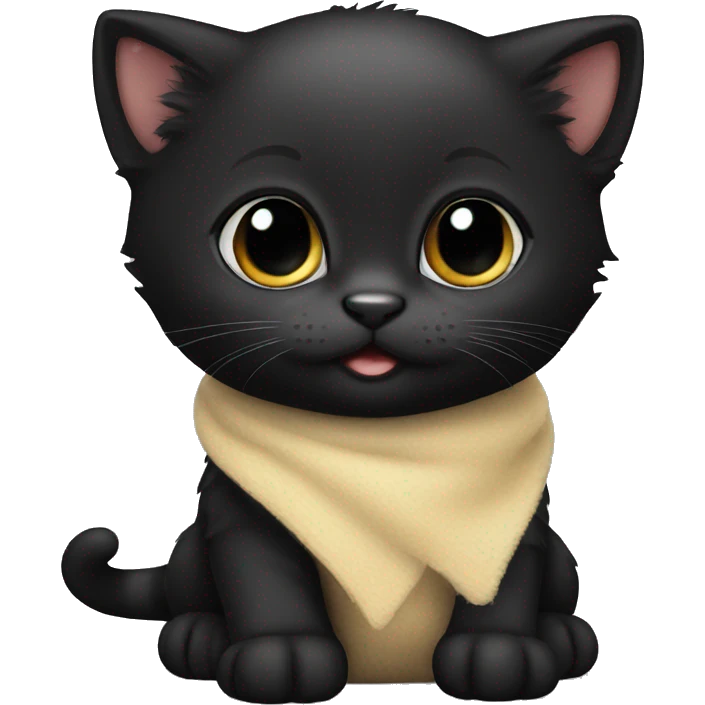 Cute baby black kitten emoji