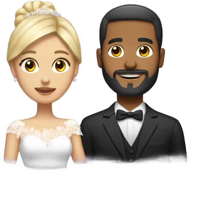 Puerto rican beard short hair with blonde girl getting married  emoji