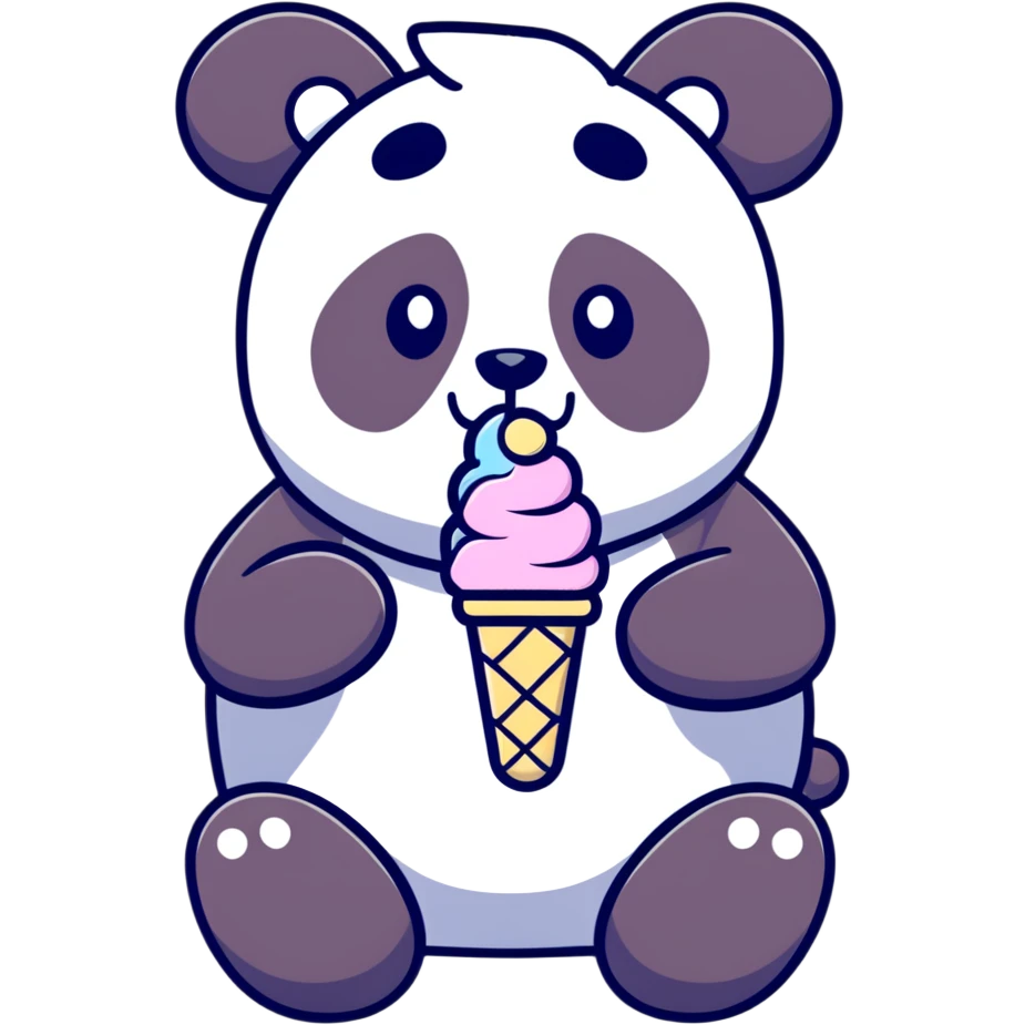 Panda eating ice cream emoji