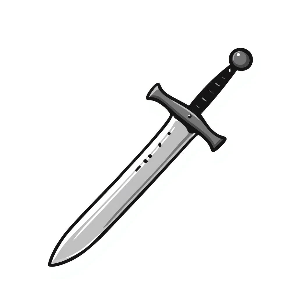 silver greatsword, hand drawn doodle style emoji