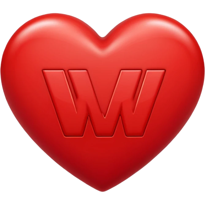 letters, M + V in a heart  emoji