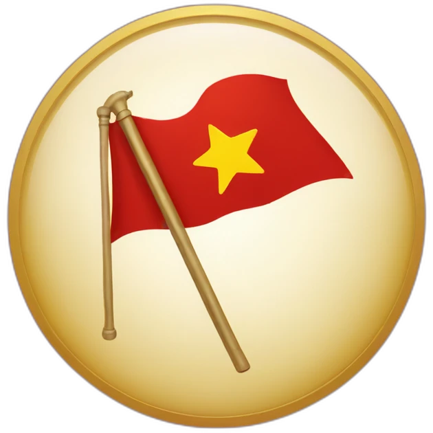 Flag with a red background and a golden Hammer and a golden circle with a golden star on the top emoji