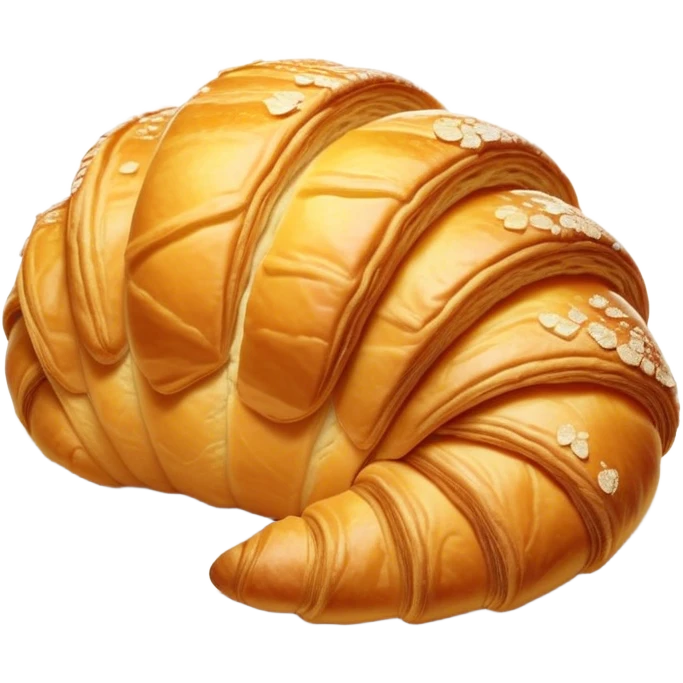Cinematic golden croissant, perfectly flaky with crisp layers, slightly cracked to reveal buttery soft interior, warm golden glow, highly detailed and inviting. emoji