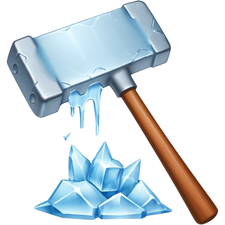 an ice and a big hammer, means break the ice emoji