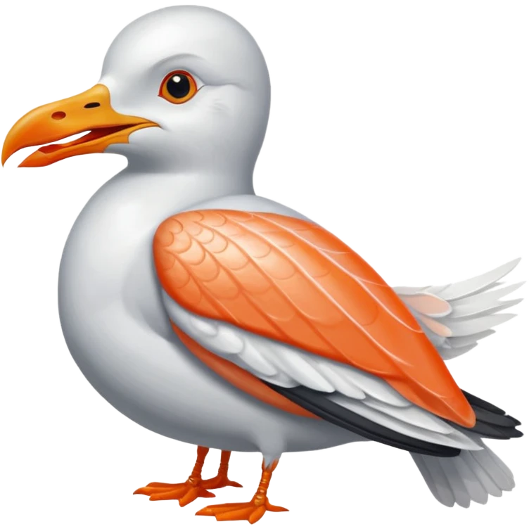 seagull eating salmon emoji